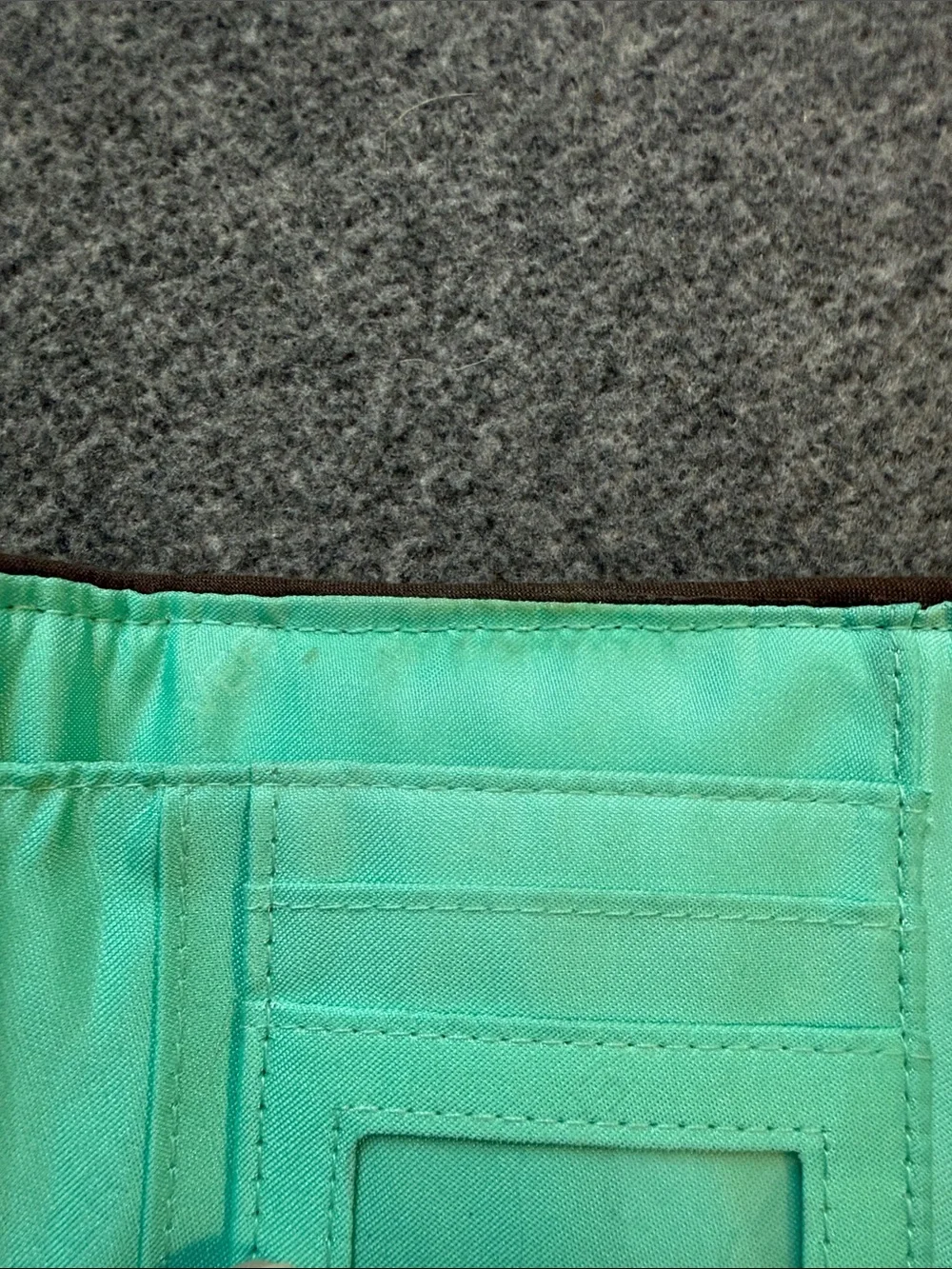 Vera Bradley Teal Leaf Quilted Trifold Wallet - Picture 5 of 6